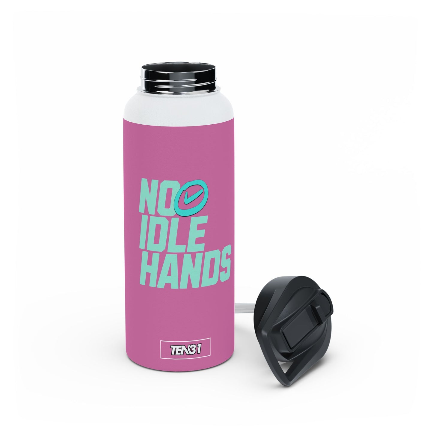 Sleek Stainless Steel Water Bottle | No Idle Hands | Workout Essential, Gifts for Fitness Lovers
