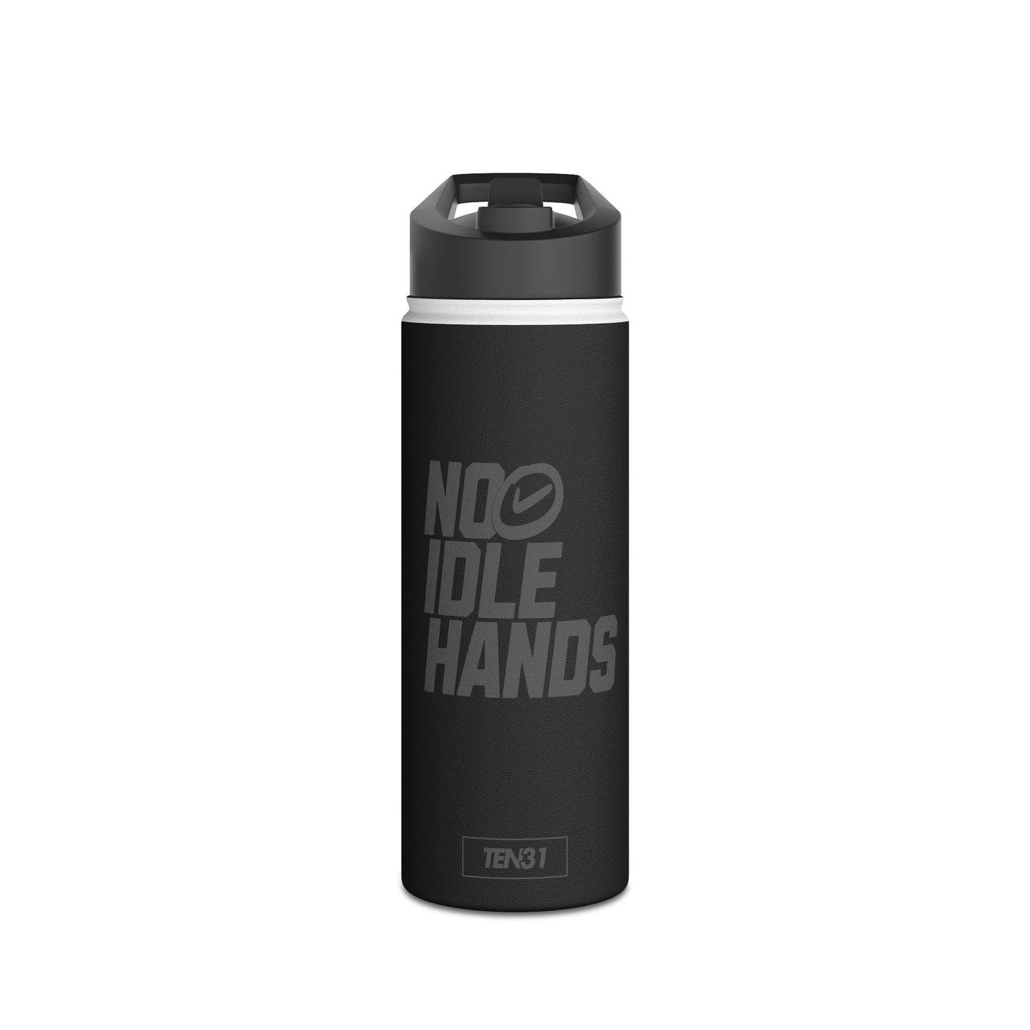 Sleek Stainless Steel Water Bottle | No Idle Hands | Blackout Special Edition, Workout Essential, Gifts for Fitness Lovers