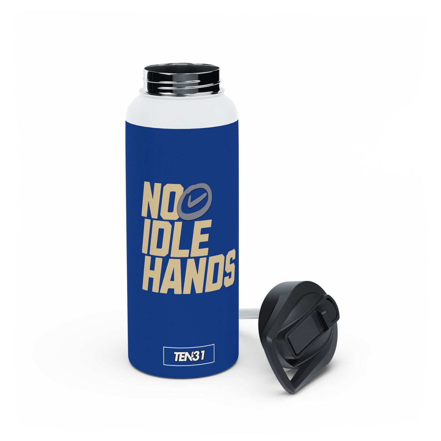 Sleek Stainless Steel Water Bottle | No Idle Hands | Workout Essential, Gifts for Fitness Lovers