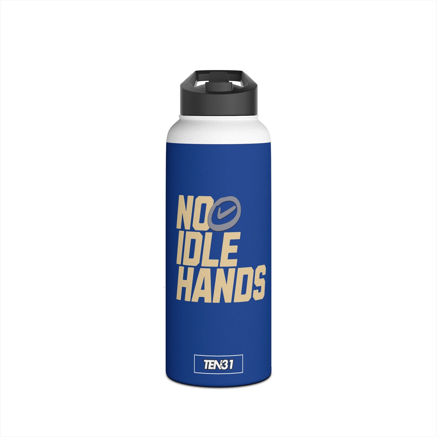 Sleek Stainless Steel Water Bottle | No Idle Hands | Workout Essential, Gifts for Fitness Lovers