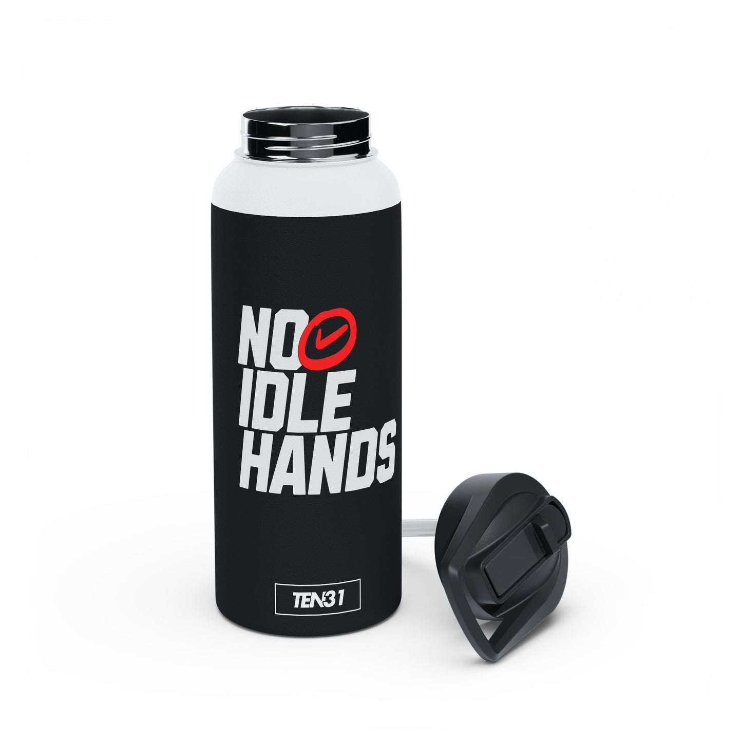 Sleek Stainless Steel Water Bottle | No Idle Hands | Workout Essential, Gifts for Fitness Lovers