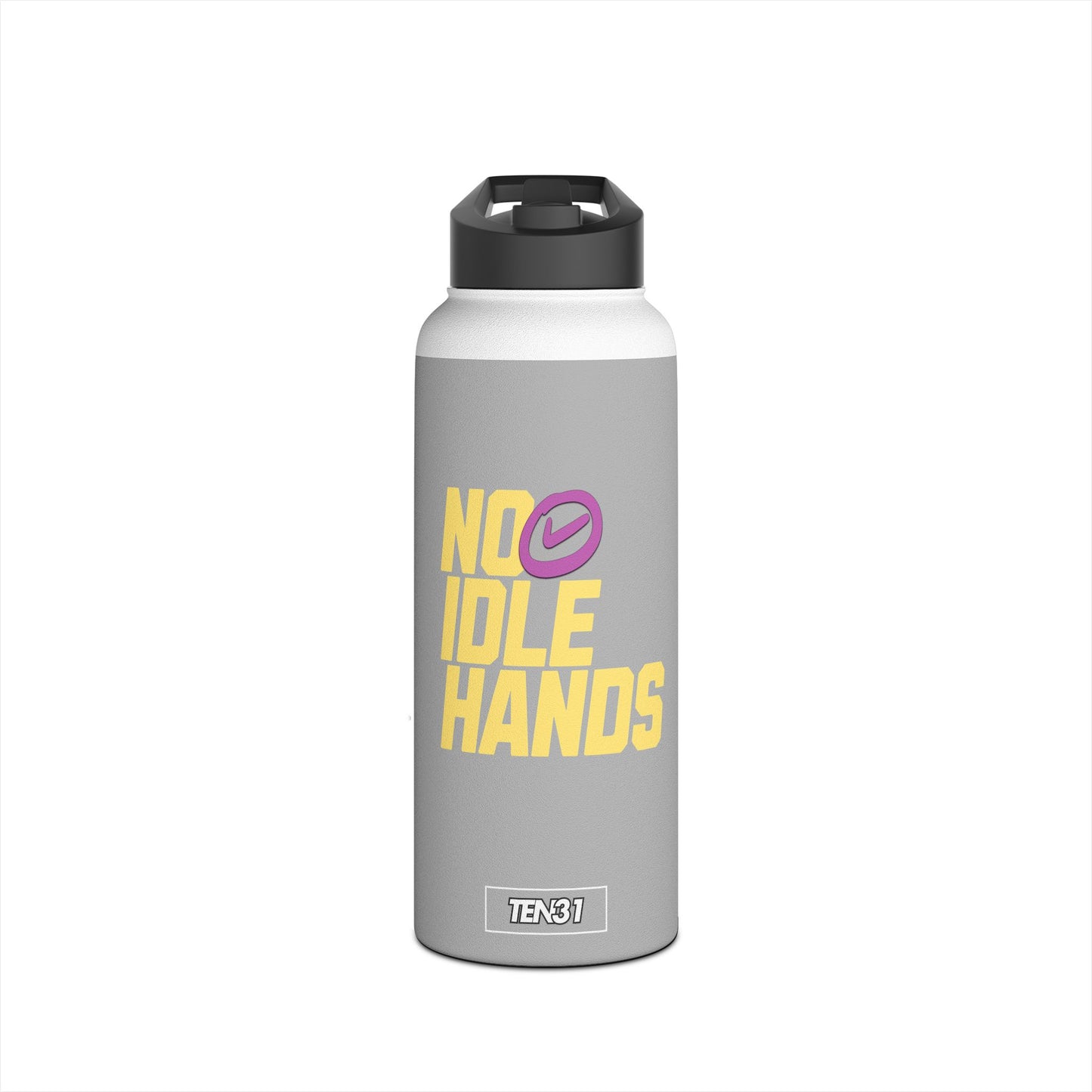 Sleek Stainless Steel Water Bottle | No Idle Hands | Workout Essential, Gifts for Fitness Lovers