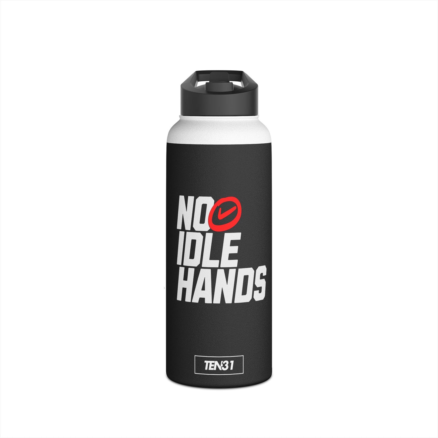 Sleek Stainless Steel Water Bottle | No Idle Hands | Workout Essential, Gifts for Fitness Lovers