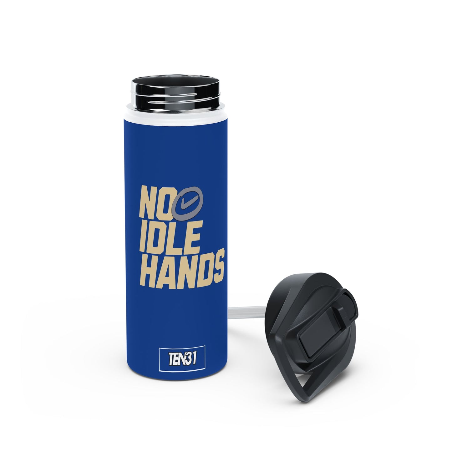 Sleek Stainless Steel Water Bottle | No Idle Hands | Workout Essential, Gifts for Fitness Lovers
