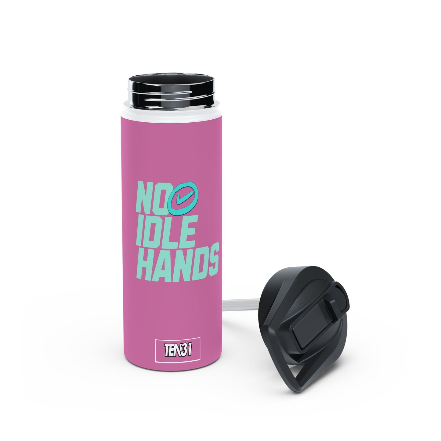 Sleek Stainless Steel Water Bottle | No Idle Hands | Workout Essential, Gifts for Fitness Lovers