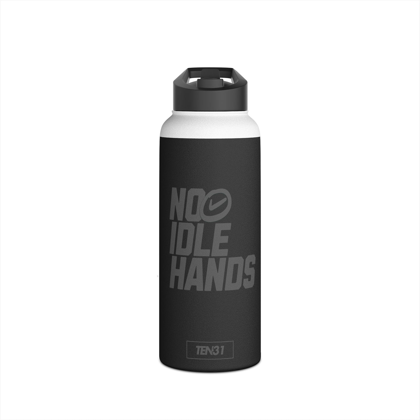 Sleek Stainless Steel Water Bottle | No Idle Hands | Blackout Special Edition, Workout Essential, Gifts for Fitness Lovers