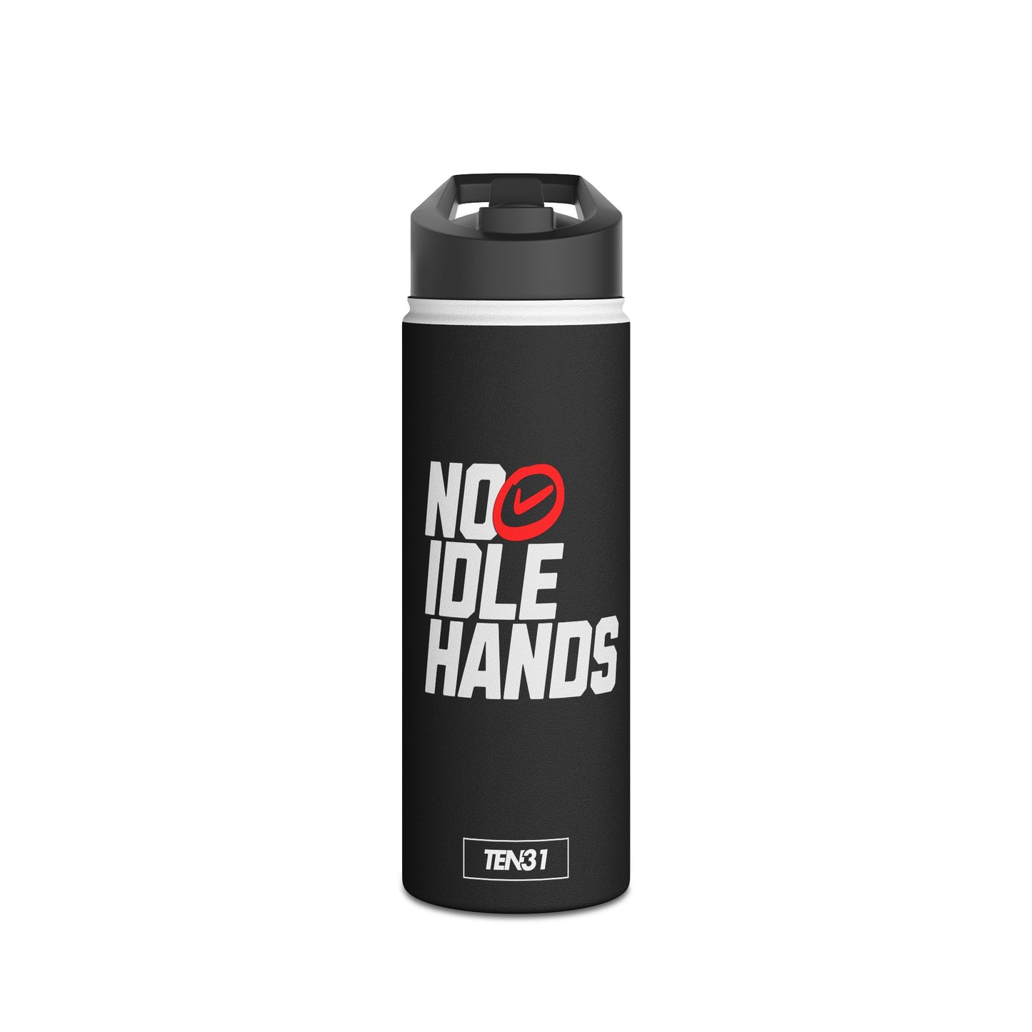 Sleek Stainless Steel Water Bottle | No Idle Hands | Workout Essential, Gifts for Fitness Lovers