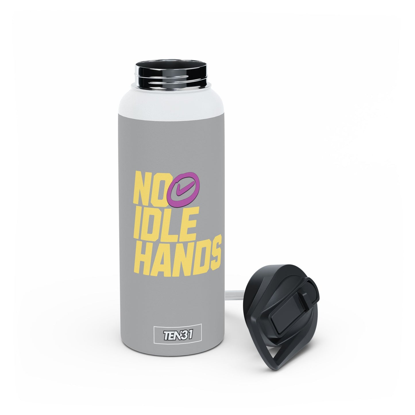 Sleek Stainless Steel Water Bottle | No Idle Hands | Workout Essential, Gifts for Fitness Lovers