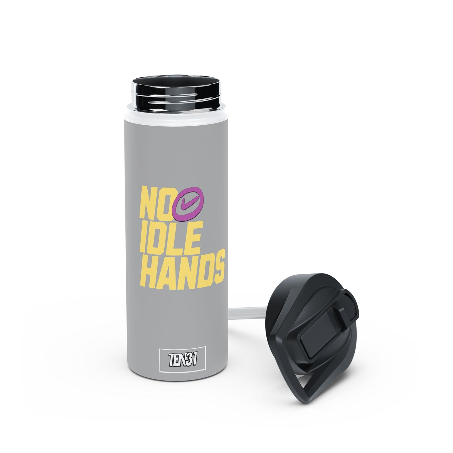 Sleek Stainless Steel Water Bottle | No Idle Hands | Workout Essential, Gifts for Fitness Lovers